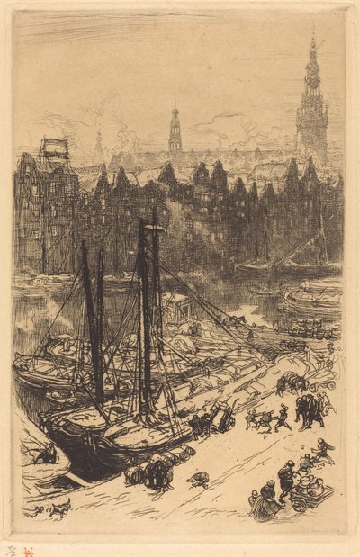 Amsterdam set fra Victoria Hotel (Amsterdamvue de Victoria Hotel) af Auguste Lepere