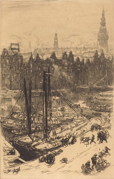Amsterdam Set fra Victoria Hotel Amsterdamvue de Victoria Hotel, 1901. af Auguste Lepere