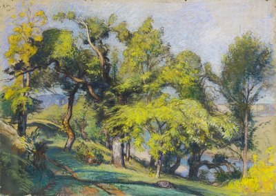 Kastanjetræer over en flod af Auguste Lepere