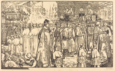 Corpus Christi procession i Nantes af Auguste Lepere