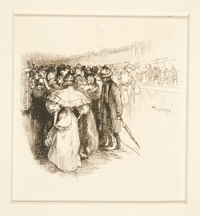 Publikum ved billetvinduet (?) af Auguste Lepere