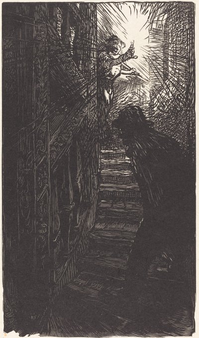 Trappe udskåret rue Boutebrie af Auguste Lepere