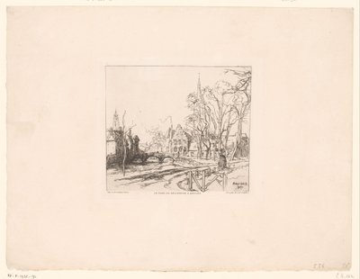 Udsigt over broen ved Beguinage i Brugge Le pont du Beguinage à Bruges (titel på objektet) af Auguste Lepere