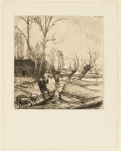 In the Deluged Marsh - Hyrden (Au marais inonde - Le berger) af Auguste Lepere