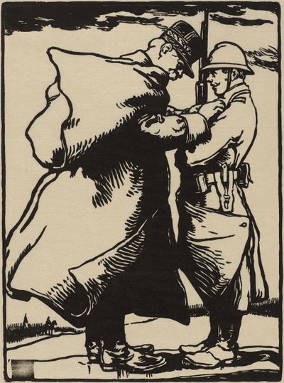 Joffre, soldatens far (træsnit på japansk morbærpapir) af Auguste Lepere