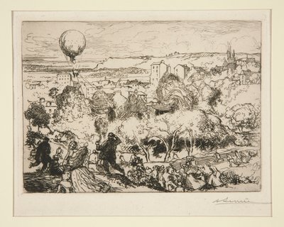 Den faldende ballon, i Pre-Saint-Gervais (Den faldende ballon, i Pre-Saint-Gervais) af Auguste Lepere