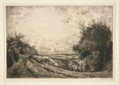 Vejen til La Houssoye (Cvec?sur-le-Grand) (Rute fra La Houssoye [Crevecoeur-le-Grand]) af Auguste Lepere