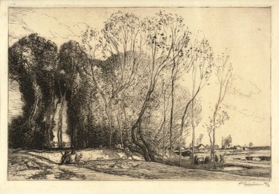 Landskab med to figurer (ætsning) af Auguste Lepere