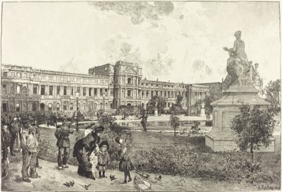 Ruinerne af Tuileries Palace før deres nedrivning af Auguste Lepere