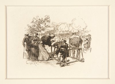 Mand i Walker, med andre figurer i en park af Auguste Lepere