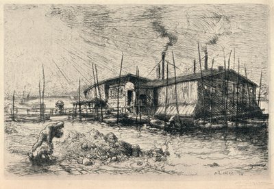 Gamle vaskebåde ved Grenelle, 1915 af Auguste Louis Lepère