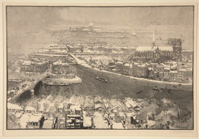 Paris under sneen, fra i dag er St. Gervais (Paris under sne, set fra toppen af ​​St. Gervais) af Auguste Lepere