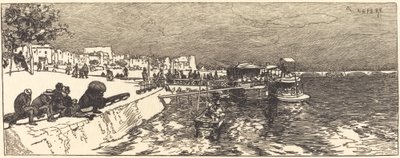 Pier at Bercy (Embarcadere a Bercy) af Auguste Lepere