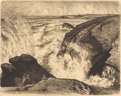 Spring Tide, Rocks of Zion Grande maree, rochers de Sion, Vendee, 1907. af Auguste Lepere