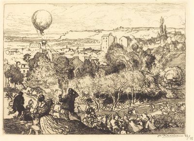 Den faldende ballon, i Pre-Saint-Gervais af Auguste Lepere