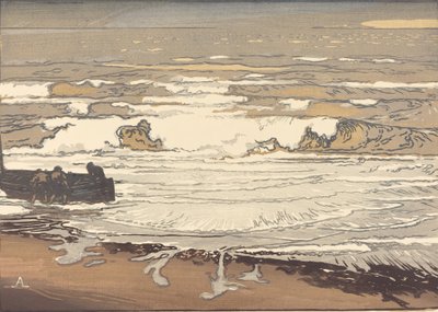 Udfoldede bølger, oversvømmelse i september, 1901 Les Vagues udsættende, 1901. af Auguste Lepere
