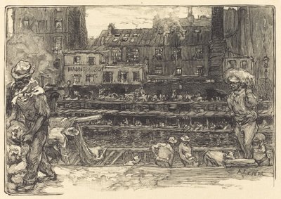 Aflæsning, Canal St. Martin Pudsaflæssere, Canal Saint-Martin, 1890. af Auguste Lepere