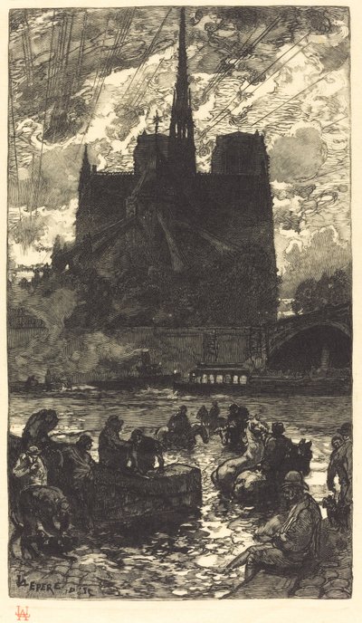 Vandingsplads bag Notre-Dame af Auguste Lepere