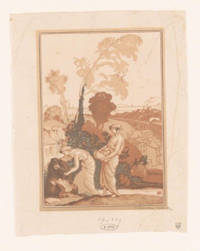 Musik og poesi hjælper kunstneren La Musique et la Poesie secourant les Artistes af Auguste Lepère (signed by artist)