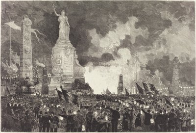 14. juli. Belysning af Place de la Republique af Auguste Lepère after Henri Louis Scott
