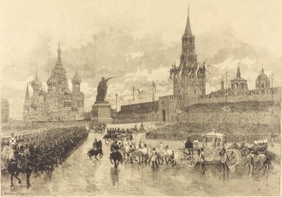 Kroningen af ​​zaren. Imperial Cortège krydser Place Royale af Auguste Lepère and Auguste Gérardin