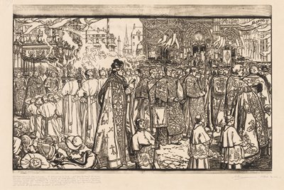 Corpus Christi processionen i Nantes af Auguste Louis Lepère