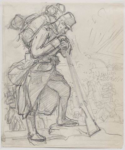 Tilbagetoget efter Charleroi... af Auguste Louis Lepère