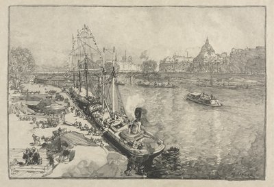 [Stort dampskib ved Dock, Paris] af Auguste Louis Lepère