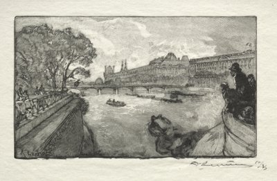 Louvre, set fra Pont Neuf af Auguste Louis Lepère