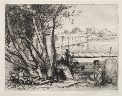 Poissy-broen af Auguste Louis Lepère