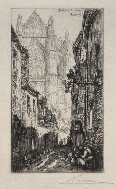 Narrow Street, Beauvais (An Alley, Beauvais) af Auguste Louis Lepère