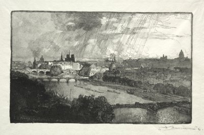 Paris, set fra Pavillon de Flore af Auguste Louis Lepère