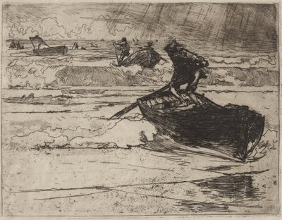 Fiskere på flugt før stormen af Auguste Louis Lepère
