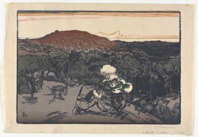 Krybskytten, klitterne i Saint Jean de Mont af Auguste Louis Lepère