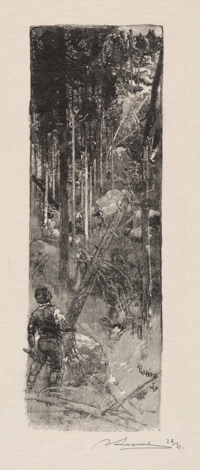 Fældning af Fyrretræer af Auguste Louis Lepère