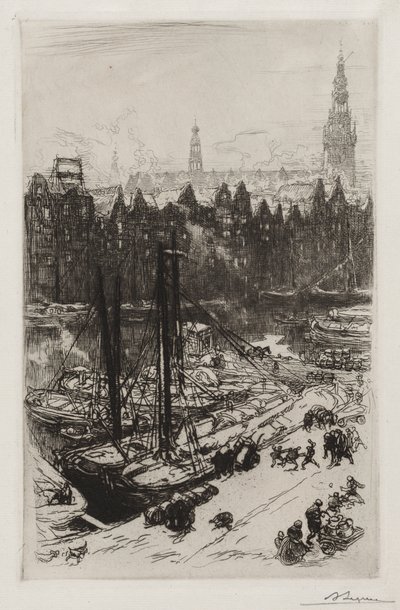 Amsterdam, udsigt over Victoria Hotel. af Auguste Louis Lepère