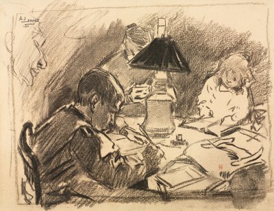 Omkring lampen, 1888. af Auguste Louis Lepère