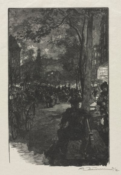 Boulevard Montmartre, aften af Auguste Louis Lepère