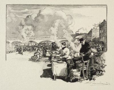 Landingsplads for omnibusbåde. af Auguste Louis Lepère