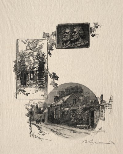 Indgang til Rousseau-værkstedet og Maison de Millet, 1887. af Auguste Louis Lepère