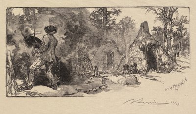 Fontainebleau Forest: Coalmen The Forest of Fontainebleau: The Charbonniers, 1890. af Auguste Louis Lepère