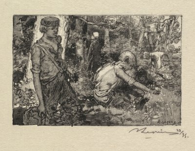 Fontainebleau Skov: Gatherine Lily-of-the-Valley La Forêt de Fontainebleau..., 1890. af Auguste Louis Lepère
