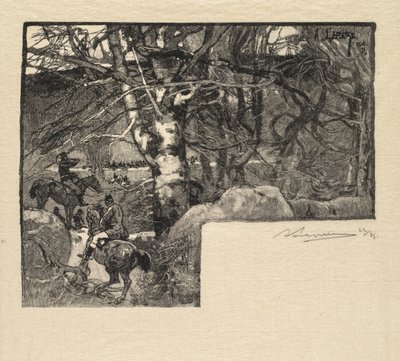 Fontainebleau-skoven: Kør til hundene ved Mont-Gérard La Forêt de Fontainebleau, 1890. af Auguste Louis Lepère
