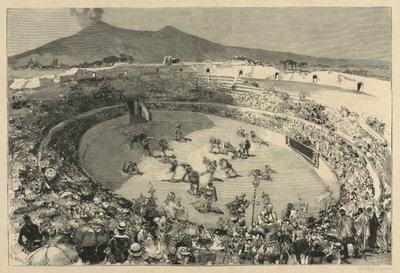 Italien. Festivalen i Pompei, Gladiatorernes cirkus, 1884. af Auguste Louis Lepère