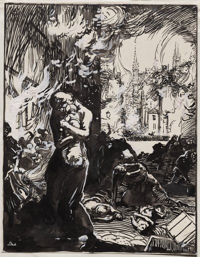 Ilden i Louvain af Auguste Louis Lepère