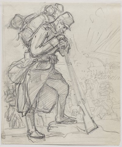 Tilbagetoget efter Charleroi... af Auguste Louis Lepère