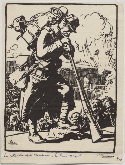 Tilbagetoget efter Charleroi... af Auguste Louis Lepère