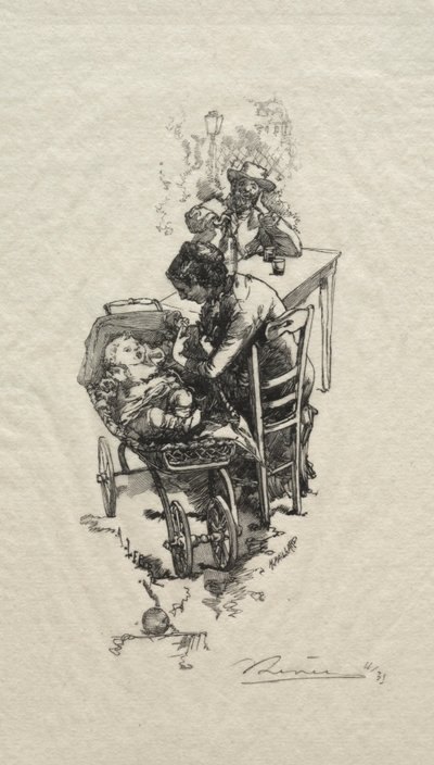 Kvinden i vuggen. af Auguste Louis Lepère