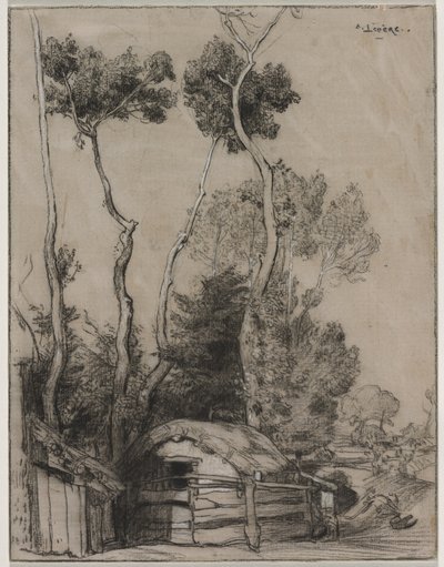 Landskab med hytter af Auguste Louis Lepère