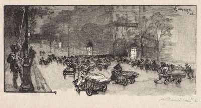 Boulevarden, på hjørnet af Faubourg Montmartre af Auguste Louis Lepère